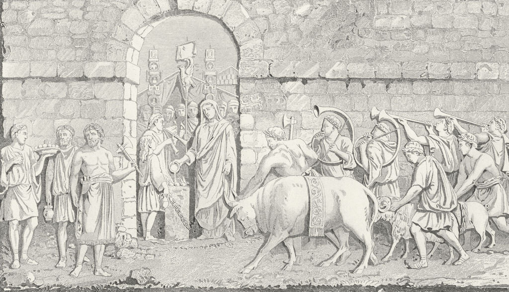 ROMANS. War sacrifice(Bartolle Trajan's column) c1849 old antique print